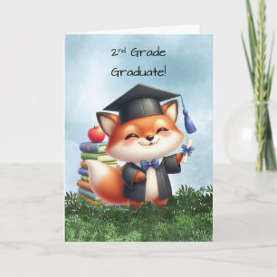 Second Grade Graduation Boy Fox Congratulations Card
