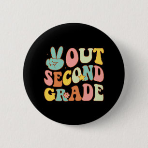 Second Grade Groovy Last Days School 2nd Grade  6 Cm Round Badge