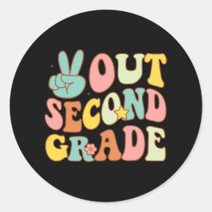 Second Grade Groovy Last Days School 2nd Grade  Classic Round Sticker