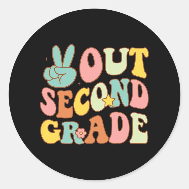 Second Grade Groovy Last Days School 2nd Grade  Classic Round Sticker (Front)