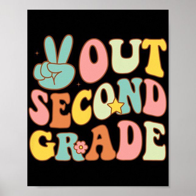 Second Grade Groovy Last Days School 2nd Grade  Poster (Front)