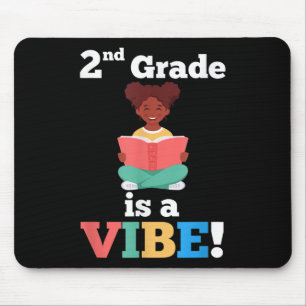 Second Grade Is A Vibe African American Girl Afro  Mouse Mat