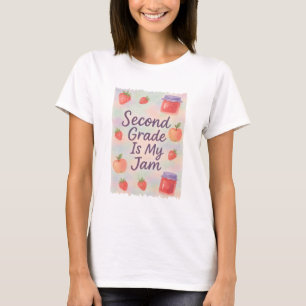 Second Grade Is My Jam Cute Strawberry Back School T-Shirt