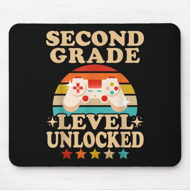 Second Grade Level Unlocked 2nd Grade Back To Scho Mouse Mat (Front)