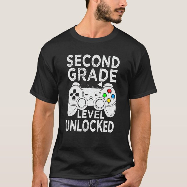 Second Grade Level Unlocked Gamer Back To School 2 T-Shirt (Front)