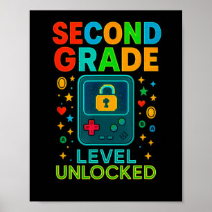 Second Grade Level Unlocked Gamer Ck To School Con Poster