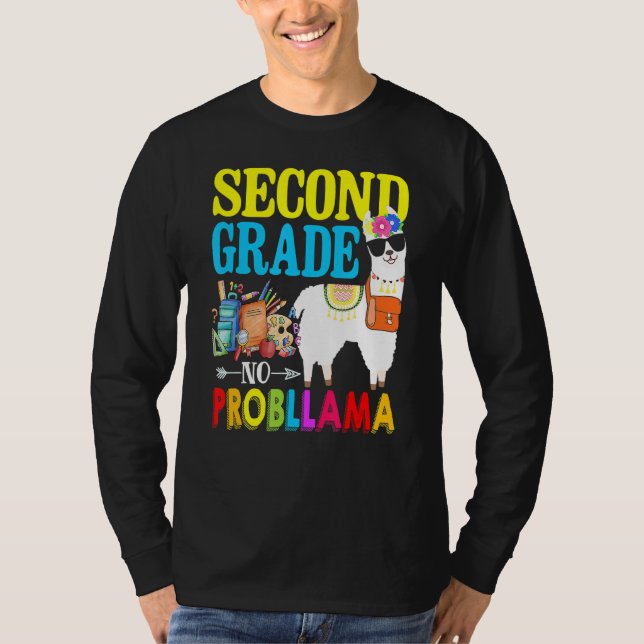 Second Grade No Prob Llama First Day Back To Schoo T-Shirt (Front)