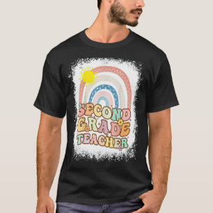 Second Grade Rainbow Bleached Retro Back To School T-Shirt