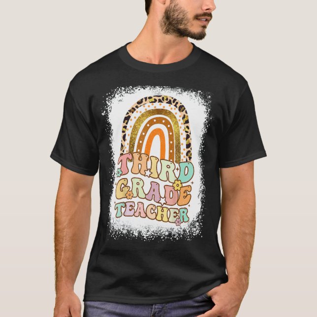 Second Grade Rainbow Bleached Retro Back To School T-Shirt (Front)