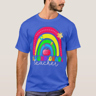 Second Grade Rainbow, Colourful Back to School Tea T-Shirt