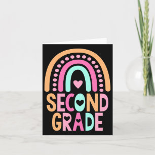 Second Grade Rainbow Girls Boys Teacher Cute 2nd G Card