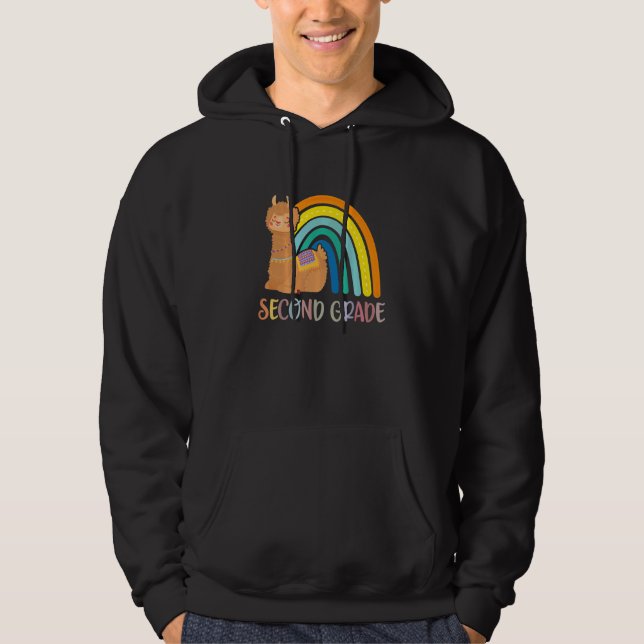 Second Grade Rainbow Girls Boys Teacher Team 2nd G Hoodie (Front)