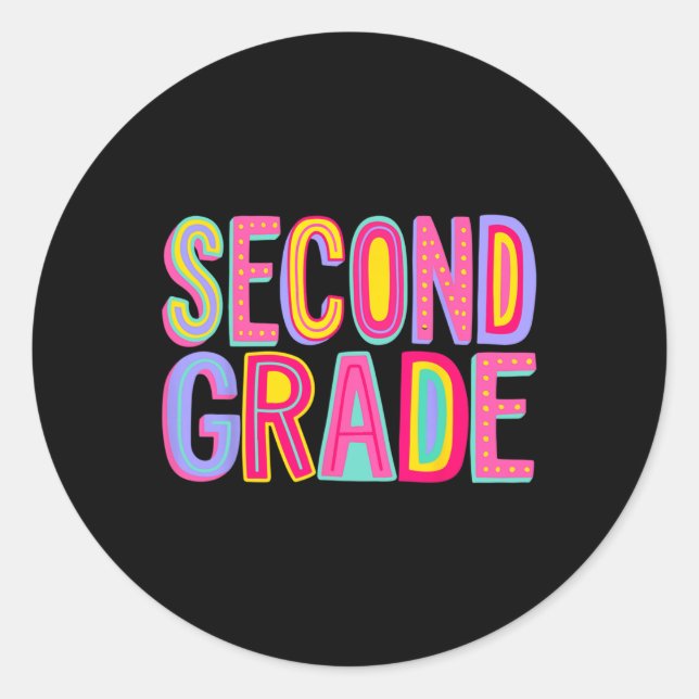 Second Grade Rainbow Vibes Back To School 2nd Grad Classic Round Sticker (Front)