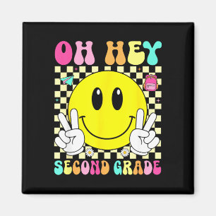 Second grade retro smile back to school first day magnet