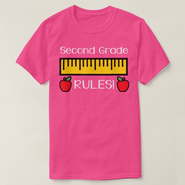 Second Grade Rules , Cute Back to School Teacher G T-Shirt (Design Front)