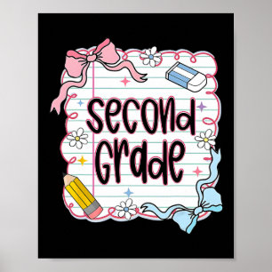 Second Grade School Coquette Bow Back To School Fi Poster