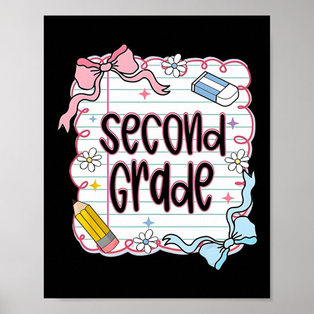 Second Grade School Coquette Bow Back To School Fi Poster (Front)