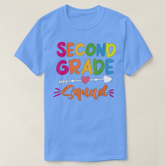 Second Grade Squad 2nd Grade Teacher Student Back  T-Shirt (Design Front)