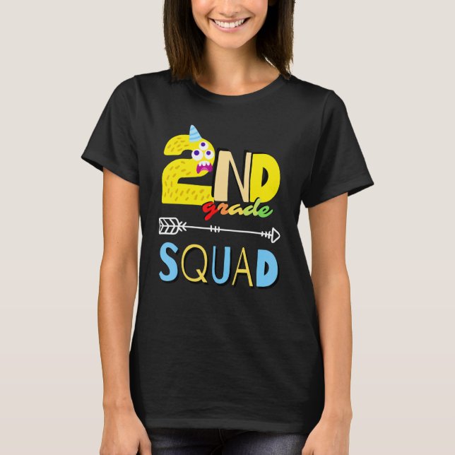 Second Grade Squad 2nd Monsters Back To School Tea T-Shirt (Front)