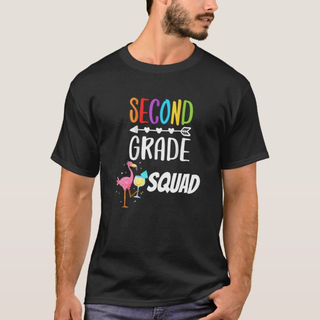 Second Grade Squad Flamingo Back To School  Second T-Shirt (Front)