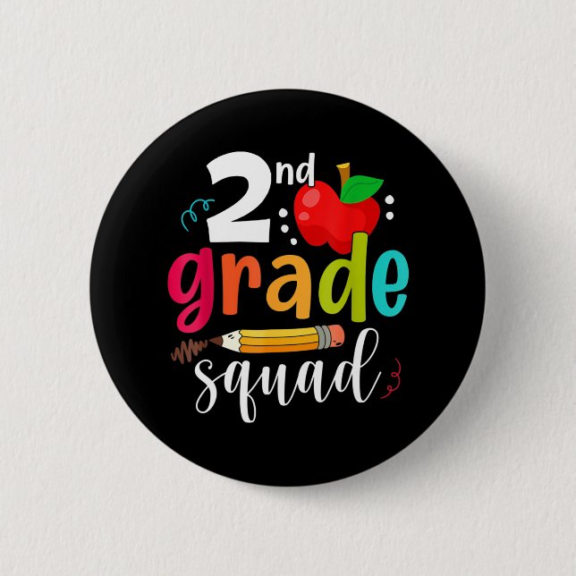 Second Grade Squad Fun Back To School 2nd Graders  6 Cm Round Badge (Front)