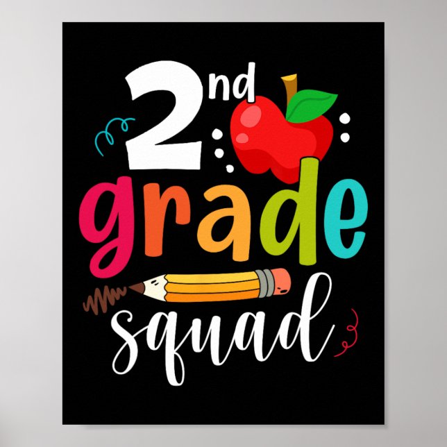 Second Grade Squad Fun Ck To School 2nd Graders Te Poster (Front)