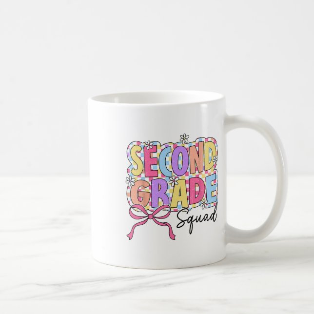 Second Grade Squad Teacher Girl Coquette Bow Back  Coffee Mug (Right)