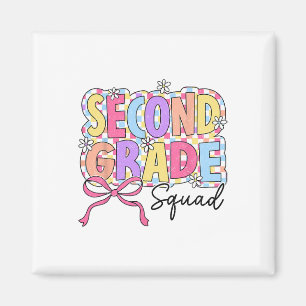 Second Grade Squad Teacher Girl Coquette Bow Back Magnet