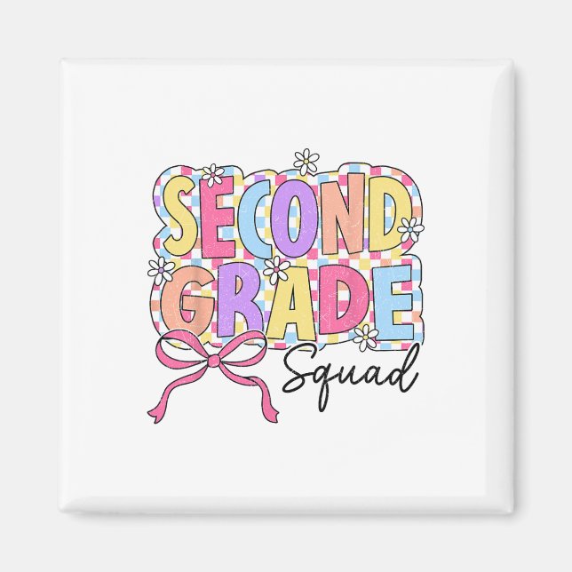 Second Grade Squad Teacher Girl Coquette Bow Back  Magnet (Front)