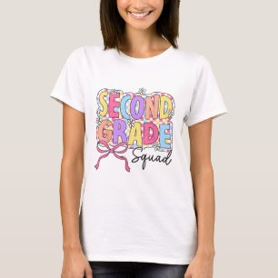 Second Grade Squad Teacher Girl Coquette Bow Ck To T-Shirt