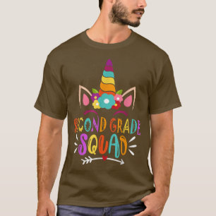 Second Grade Squad Unicorn Rainbow Back To School T-Shirt