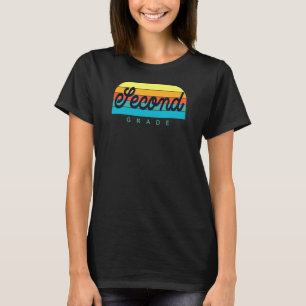 Second Grade Teacher 2nd Grader Retro Rainbow Back T-Shirt