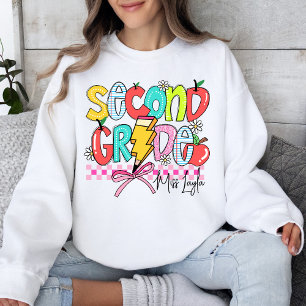 Second Grade Teacher Colourful School Cute Sweatshirt