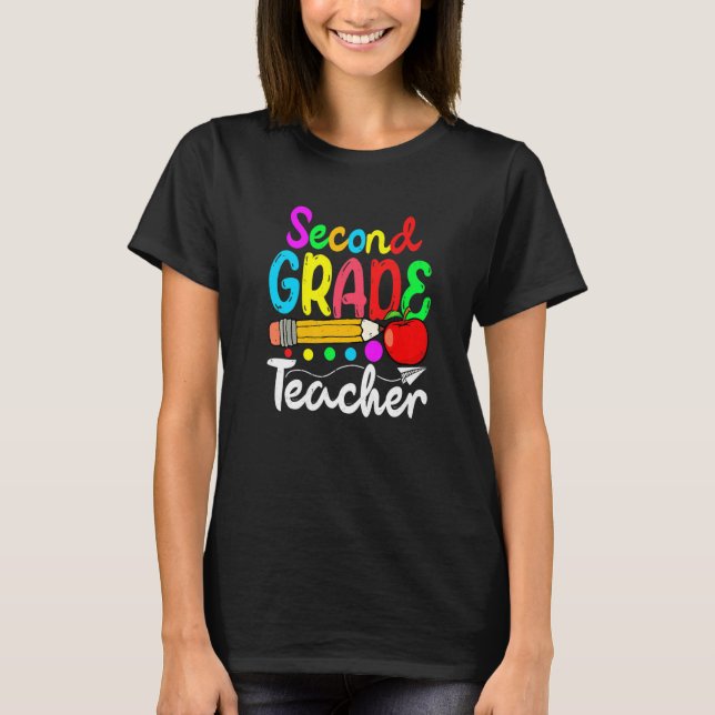 Second Grade Teacher Cute Back To School First Day T-Shirt (Front)