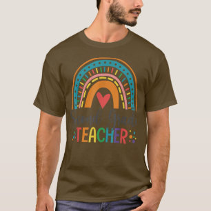 Second Grade Teacher Funny Colorful Rainbow Back T T-Shirt