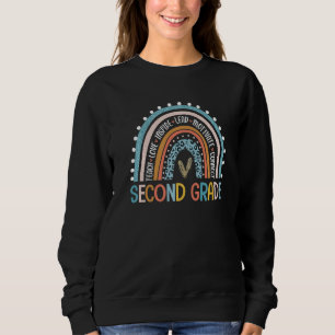 Second Grade Teacher Leopard Rainbow 2nd Grade Tea Sweatshirt