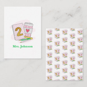 Second Grade Teacher Pink Notebook Coffee Card