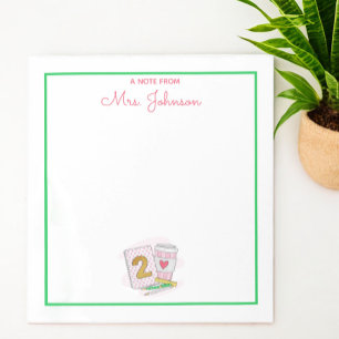 Second Grade Teacher Pink Preppy Notebook Coffee Notepad