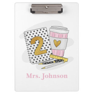 Second Grade Teacher Polka Dot Custom Clipboard