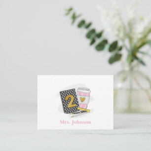 Second Grade Teacher Preppy Black Notebook Coffee Card