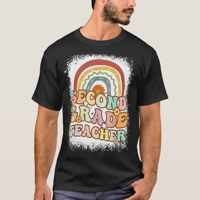 Second Grade Teacher Retro Groovy Leopard 2nd Grad T-Shirt (Front)