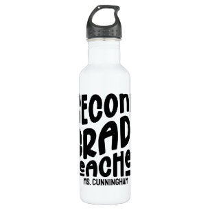 Second Grade Teacher Retro Wavy Text Custom 710 Ml Water Bottle