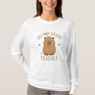 Second Grade Teacher Smiling Capybara T-Shirt