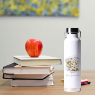 Second Grade Teacher White Preppy Notebook Coffee Water Bottle