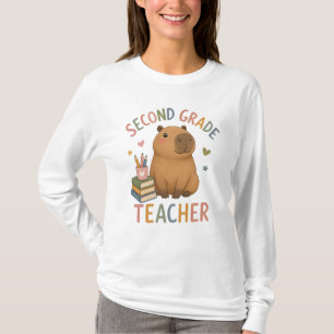 Second Grade Teacher with Cute Capybara T-Shirt