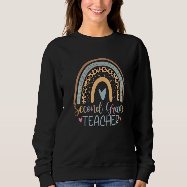 Second Grade Teachers Team 2nd Grade Squad Rainbow Sweatshirt (Front)