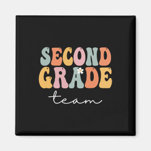 Second Grade Team Retro Groovy Vintage First Day O Magnet