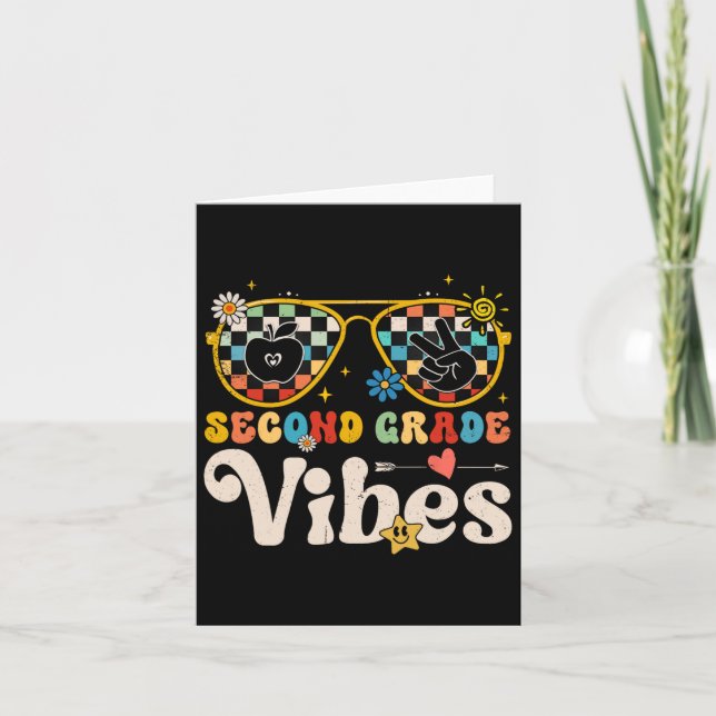 Second Grade Vibes - 2nd Grade Team Retro 1st Day  Card (Front)