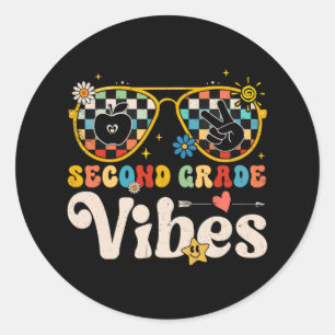 Second Grade Vibes - 2nd Grade Team Retro 1st Day Classic Round Sticker