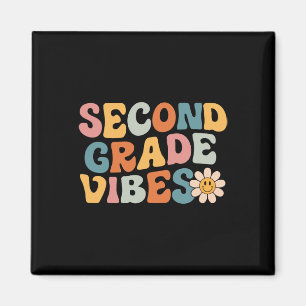 Second Grade Vibes - 2nd Grade Team Retro 1st Day Magnet